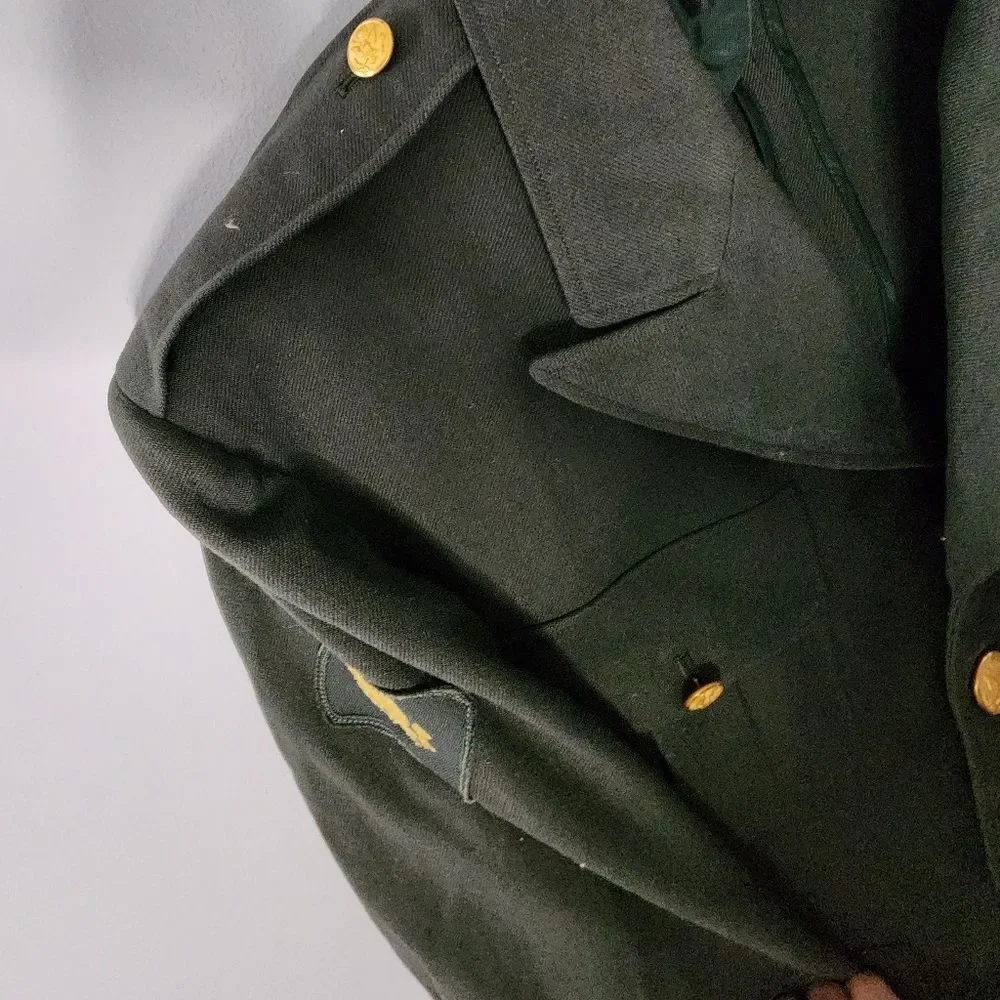 US Military Army Green Coat 36 Wool Blazer Jacket Uniform Mens 1950s pant hemmed